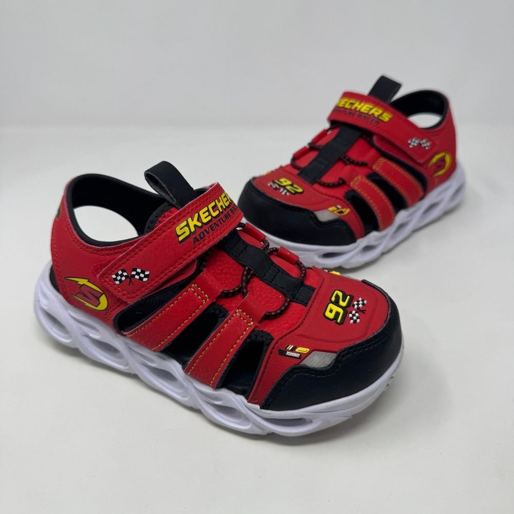 Skechers Adventure Racer S-Lights Sandals Shoes Red/Black Boys Size 13